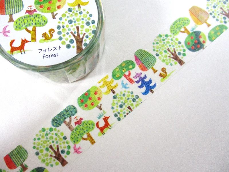 Cute Kawaii Saien Washi / Masking Deco Tape - Forest Nature Green Trees - for Scrapbooking Journal Planner Craft