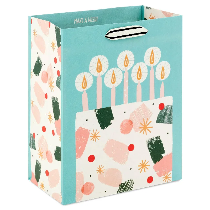 Hallmark : 9.6" Modern Birthday Cake on Mint Green Medium Gift Bag