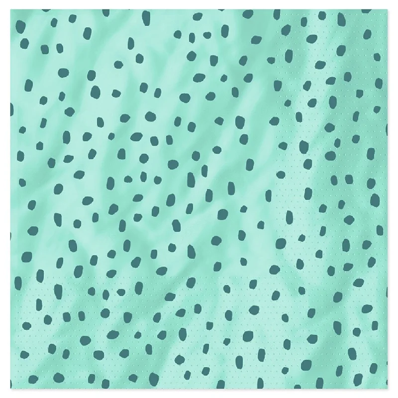 Hallmark : Aqua With Green Dots Dinner Napkins, Set of 16