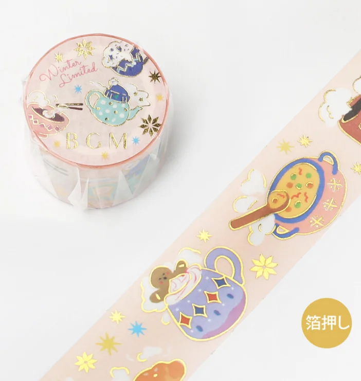 Cute Kawaii BGM Washi / Masking Deco Tape - Soup Warm Marshmallow Drink Autumn Food - for Scrapbooking Journal Planner Craft