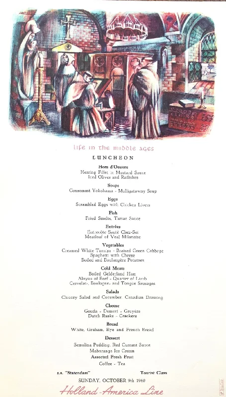 Holland-America Line. S.S. Statendam Luncheon Menu