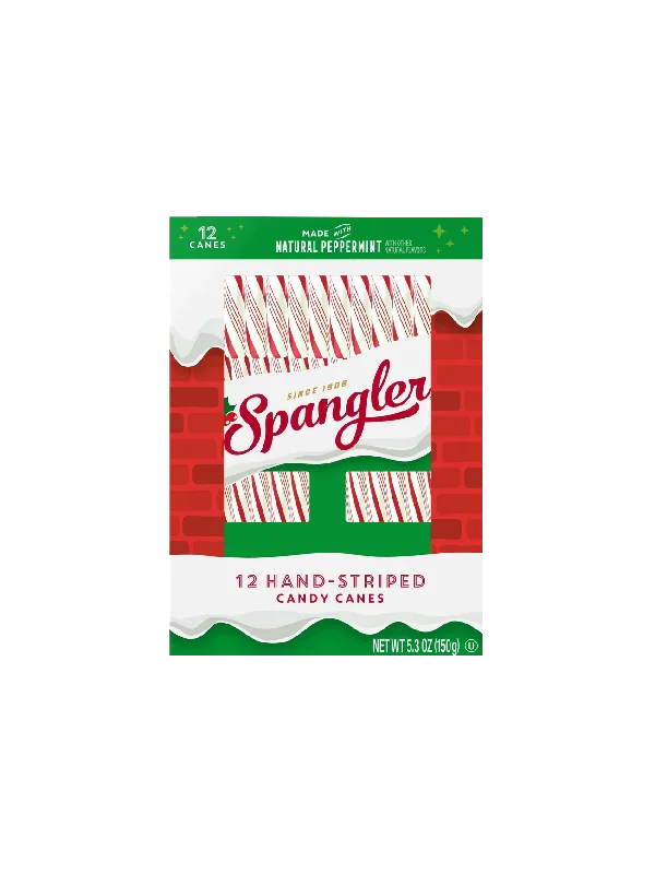 SPANGLER CANDY CANES PEPPERMINT RGW 12PCS-USA-GA