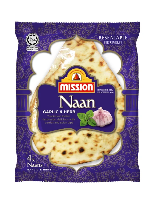 MISSION NAAN GARLIC&HERBS 4'S 320G