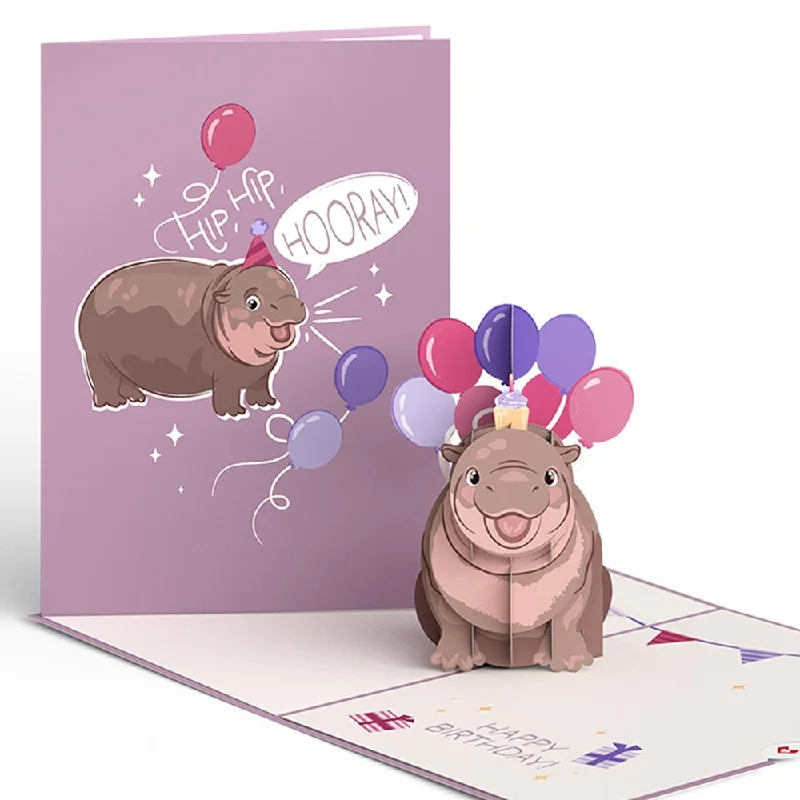 Baby Pygmy Hippo Birthday Pop-Up Card