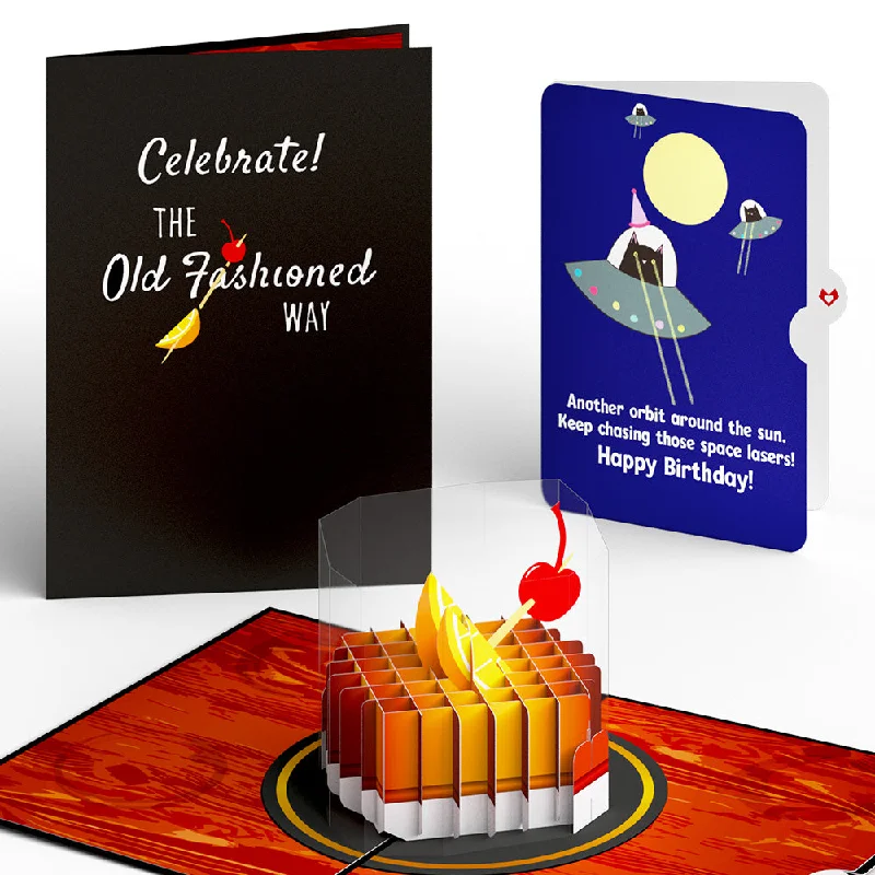 Old Fashioned Birthday with Space Laser Cats Pop-Up Card and Sentiment Set