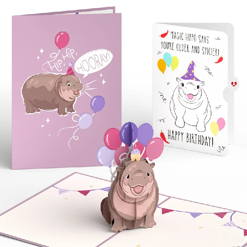 Baby Pygmy Birthday with Magic Hippo Pop-Up Card and Sentiment Set