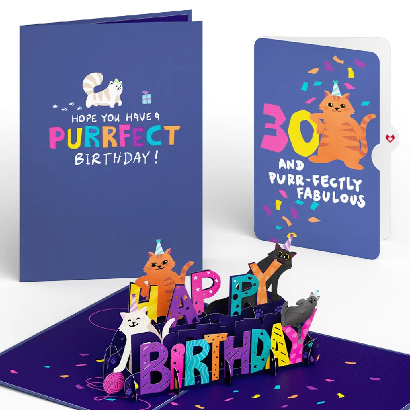 Happy 30th Birthday Cats Pop-Up Card and Sentiment Set