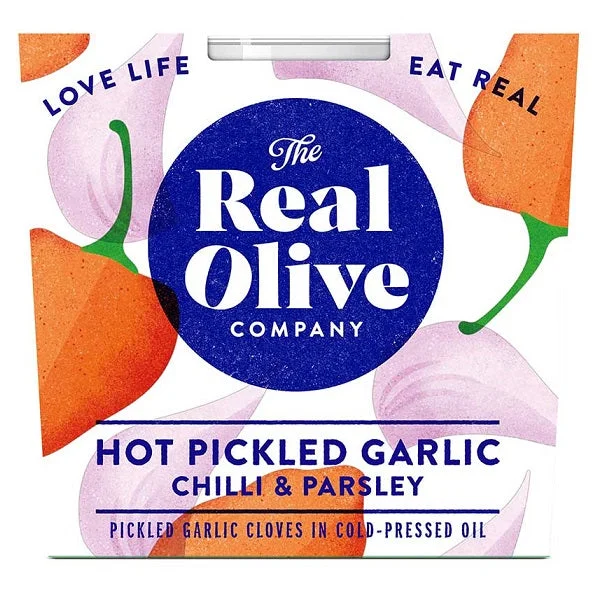 Real Olive Co. Hot Pickled Garlic Deli Pot 210g