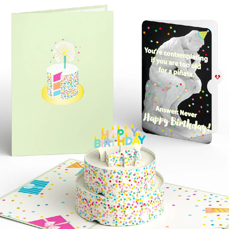 Sprinkles Birthday Cake with The Thinker Pop-Up Card and Sentiment Set