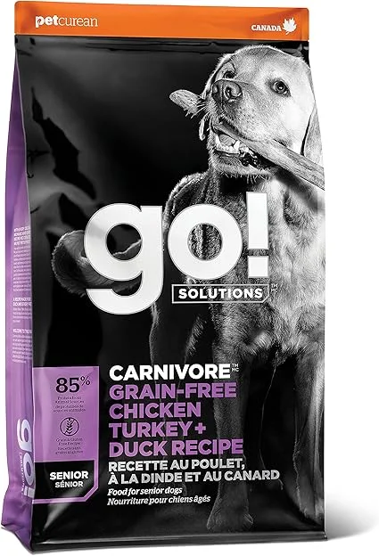 PETCUREAN GO! Carnivore: Grain-Free Chicken, Turkey + Duck for Seniors Dogs