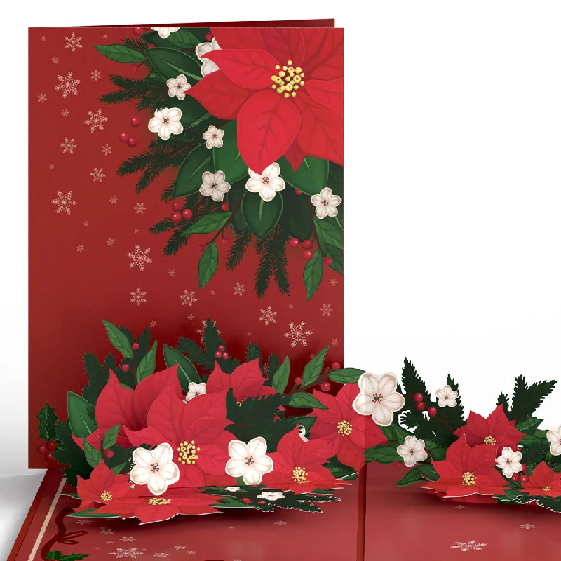 Poinsettia & Pine Pop-Up Card