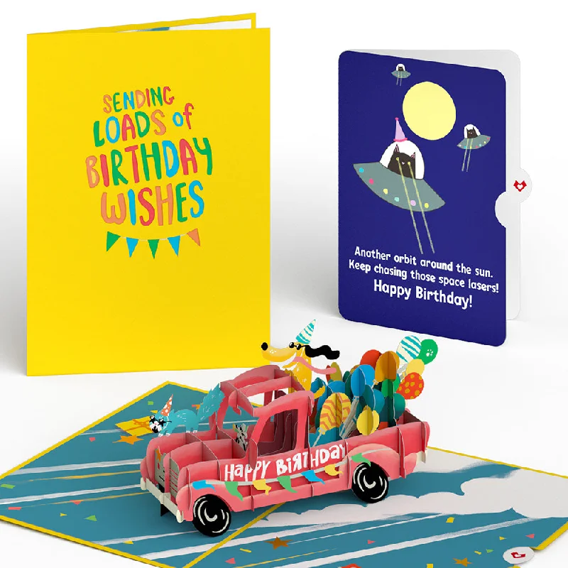 Birthday Truck with Space Laser Cats Pop-Up Card and Sentiment Set