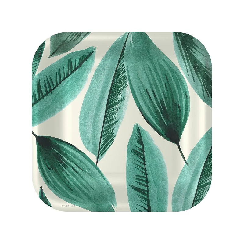 Hallmark : Palm Leaves Print Square Dinner Plates, Set of 8