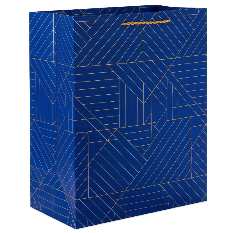 Hallmark : 13" Gold Geometric on Navy Blue Large Gift Bag