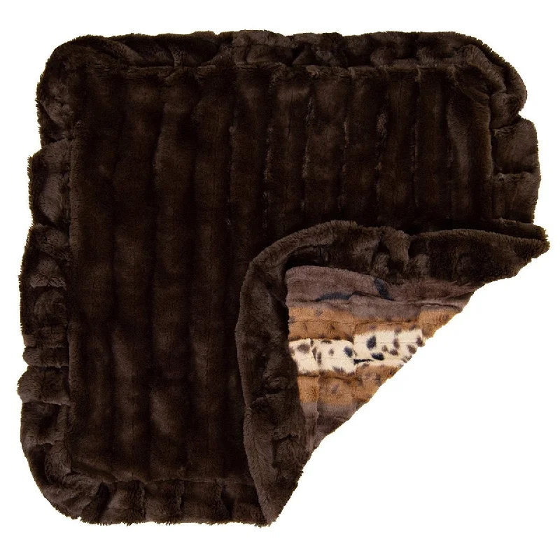 Faux Fur Dog Blanket Animal Kingdom/Godiva Brown