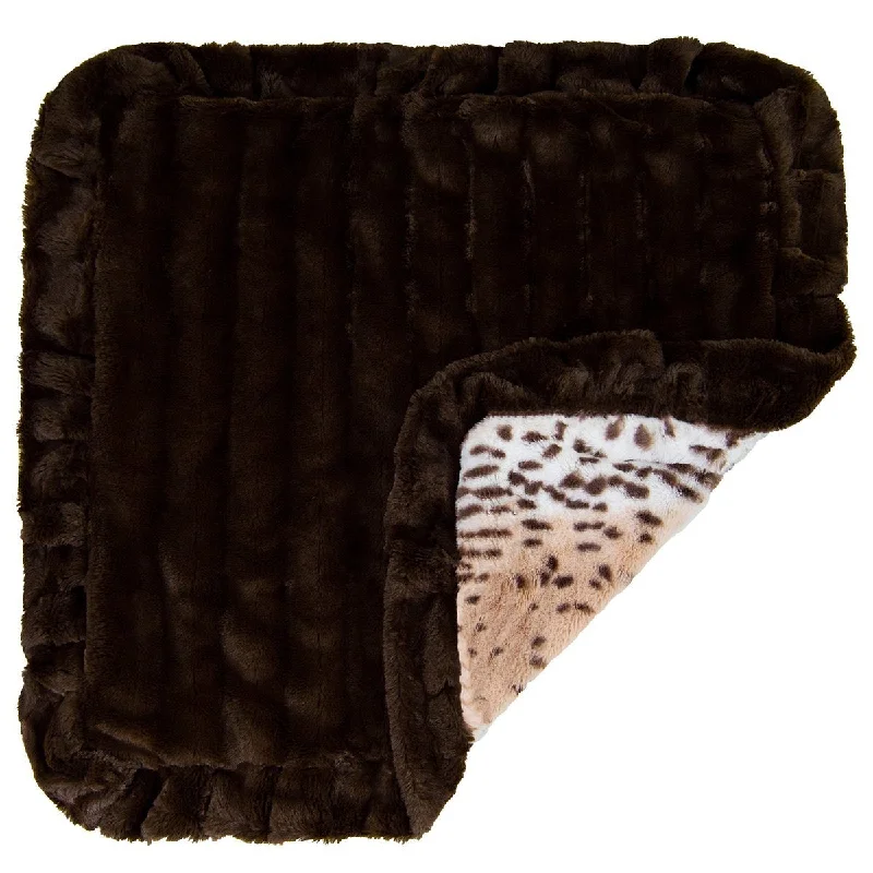 Faux Fur Dog Blanket Aspen Snow Leopard/Godiva Brown