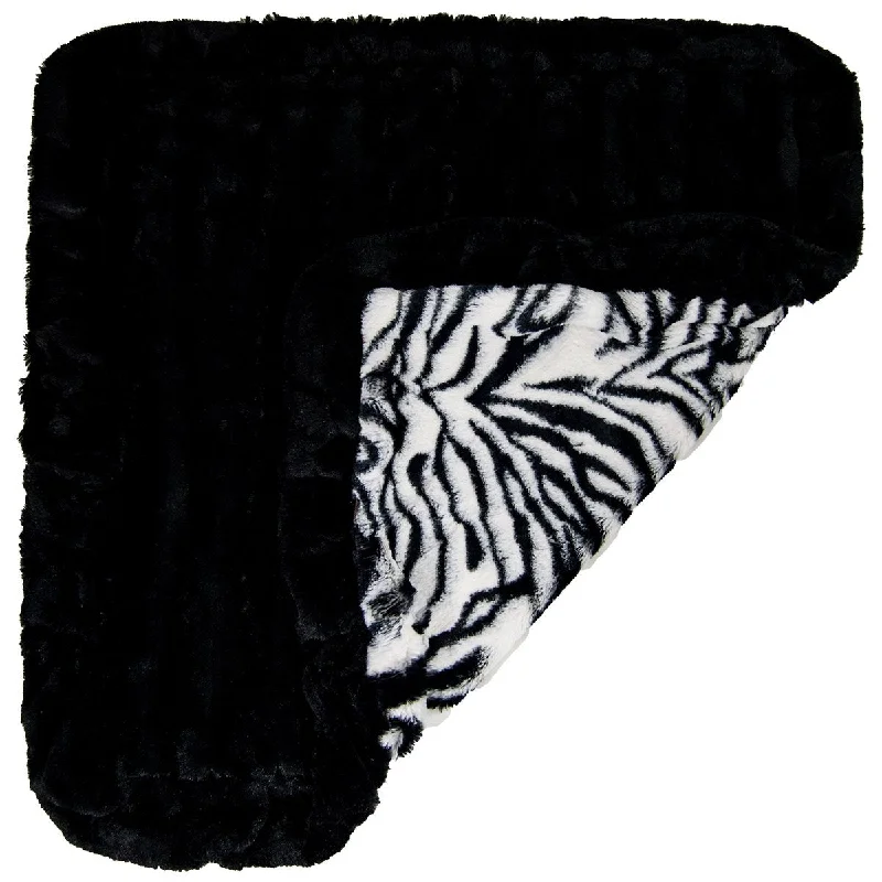 Faux Fur Dog Blanket Black Puma/Zebra