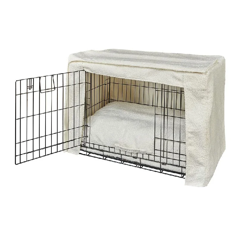 Vanilla Boucle Double Door Dog Crate Cover