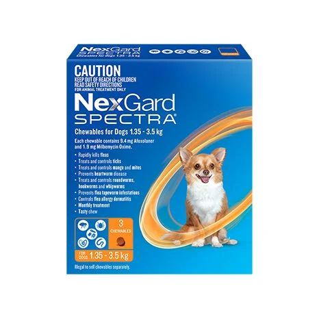 Nexgard Spectra Dog 1.35-3.5kg Orange 3 Pack<3 <3 <3