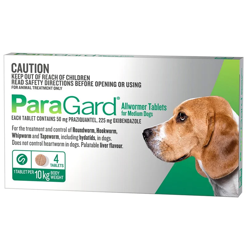 ParaGard Allwormer Tablets for Medium Dogs 5-10kg 4 Pack