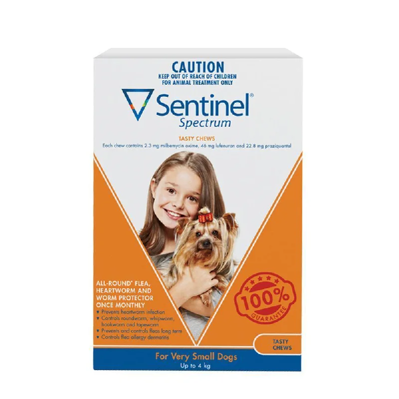 Sentinel Spectrum Brown Flea and Worming Chews for Dogs 0-4kg 6 Pack***