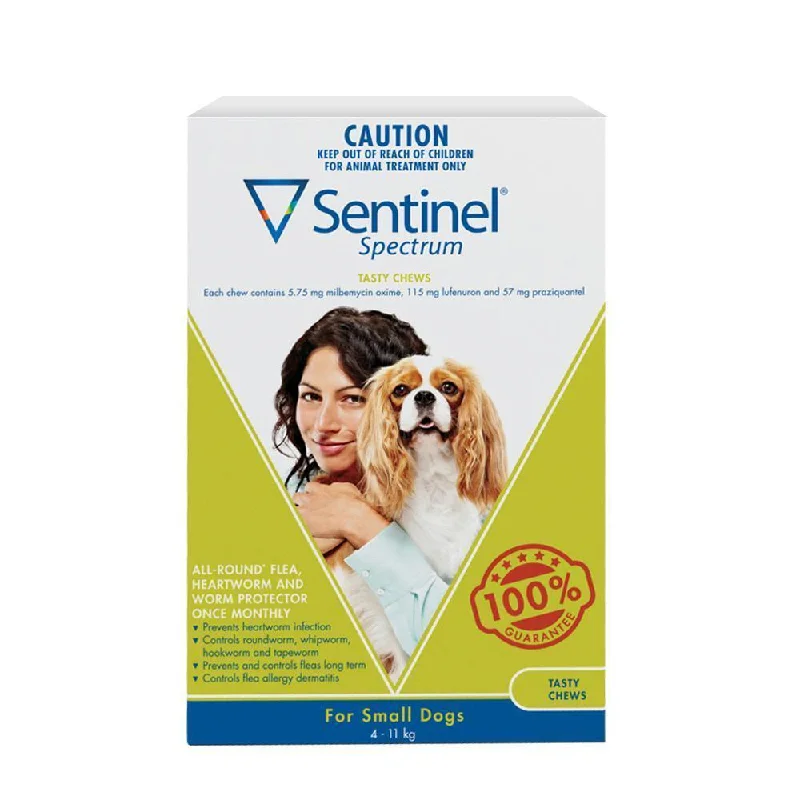 Sentinel Spectrum Green Flea and Worming Chews for Dogs 4-11kg 6 Pack***