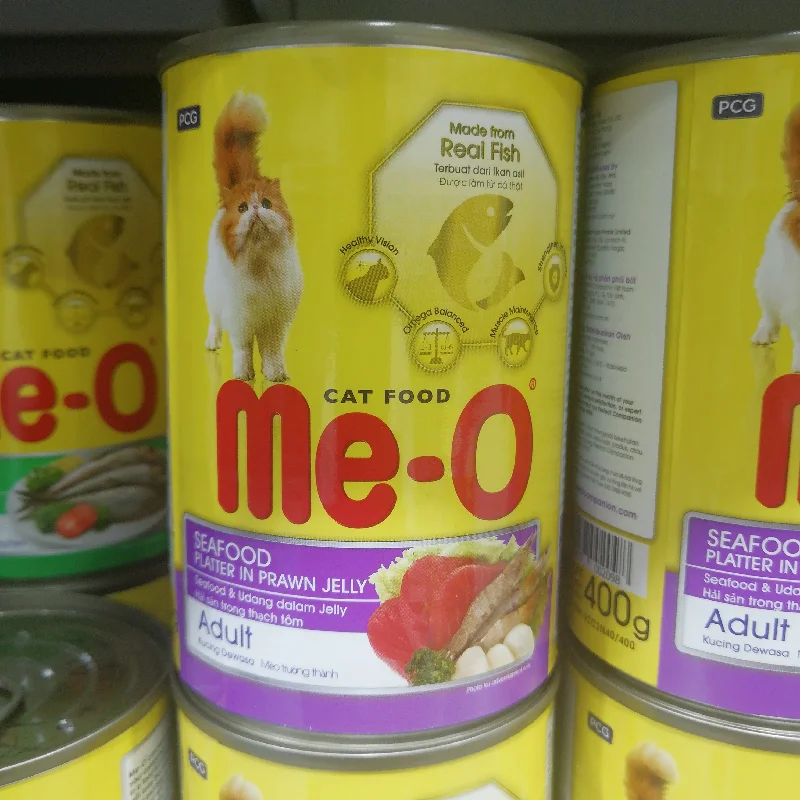 Me-o wet canned cat food seafood in prawn jelly 400gx24pcs