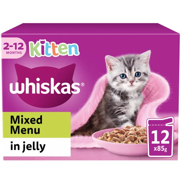 Whiskas | Wet Cat Food Pouches | Kitten | Mixed Menu in Jelly - 12 x 100g