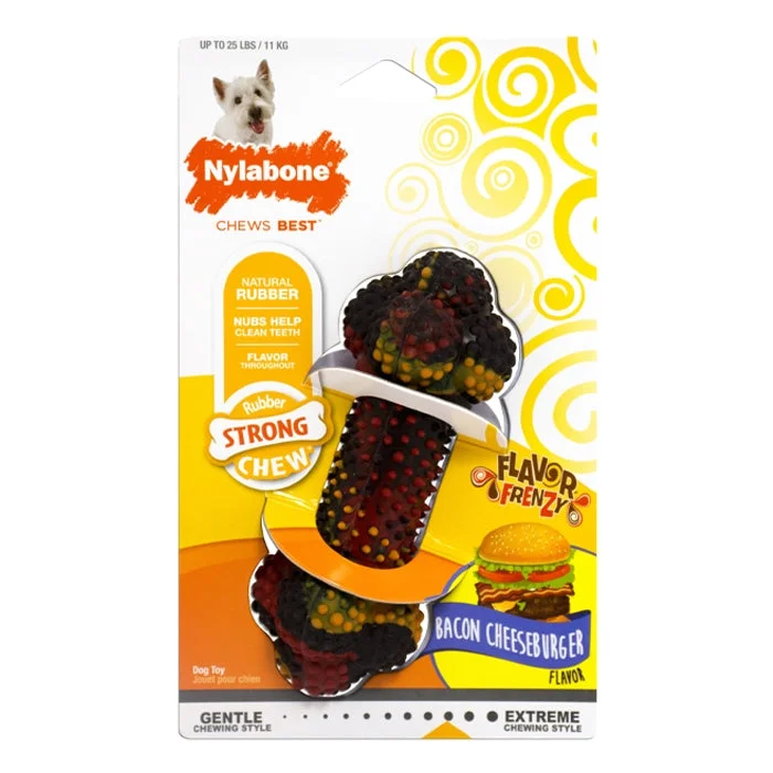 Nylabone Rubber Chew, Bacon Cheeseburger Small